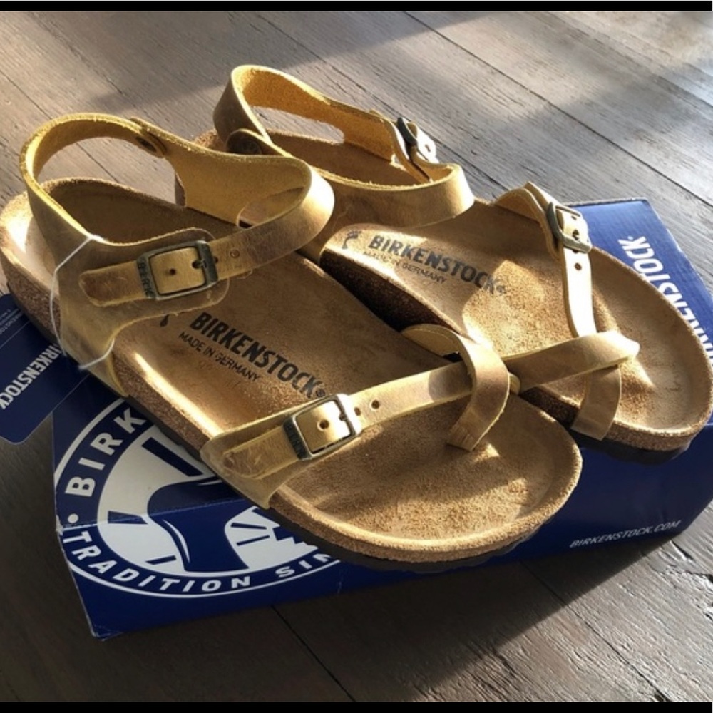 Taormina Birkenstock Sandals Sz 38 (7) Yellow Ochre (Rare)